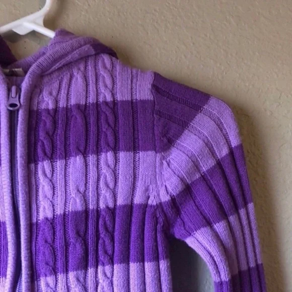 Girls Jacket Arizona Y2K Sweater Hoodie Jacket Purple Striped Zip Up Girls XL 6X - Picture 6 of 11